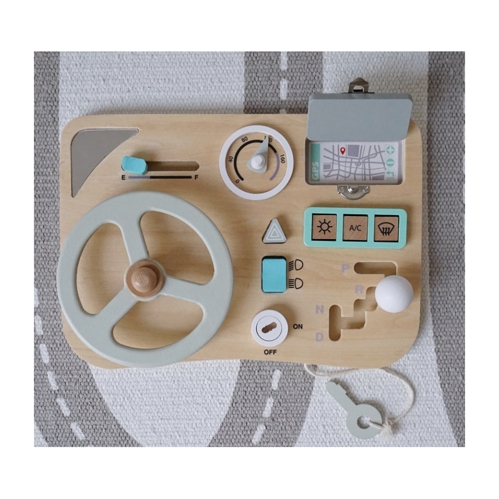 Custom Toddler Wooden Simulation Driving Car Steering Wheel Busy Board - E-R-TGS116 Early Learning T